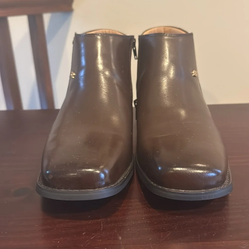 La Milano brown leather ankle boots bootie dress boots 10.5